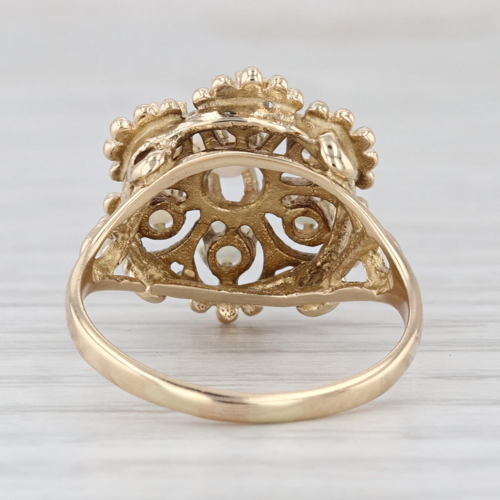 Opal Flower Cluster Ring 14k Yellow Gold Size 7.5 Cocktail