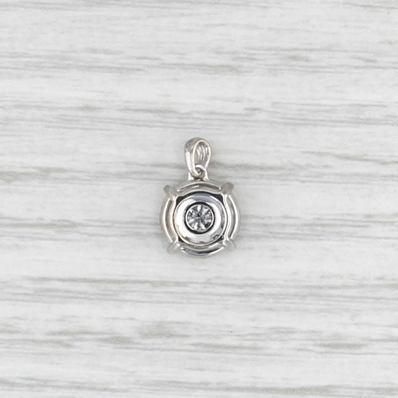 0.26ctw Diamond Cluster Circle Pendant 14k White Gold Small Drop
