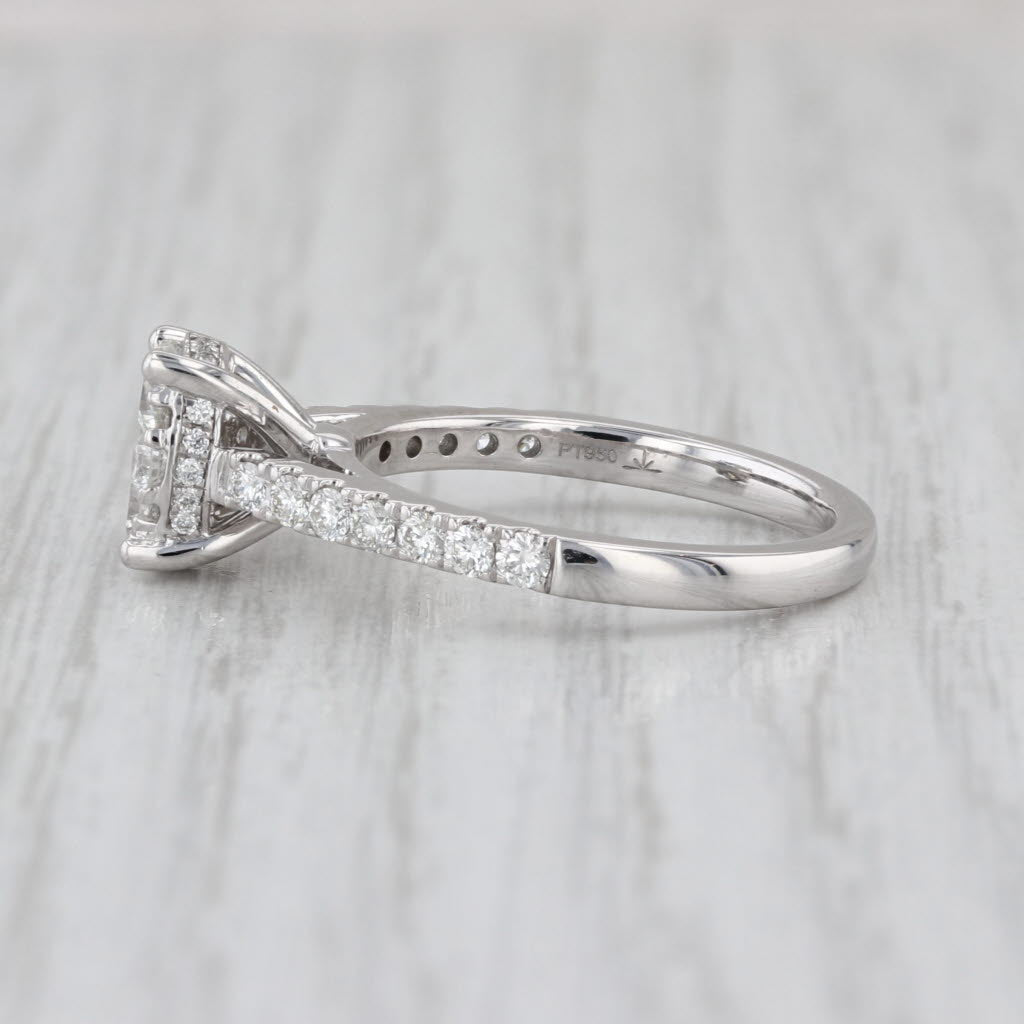 1ctw Diamond Cluster Engagement Ring 950 Platinum Size 6.75 Cathedral Band