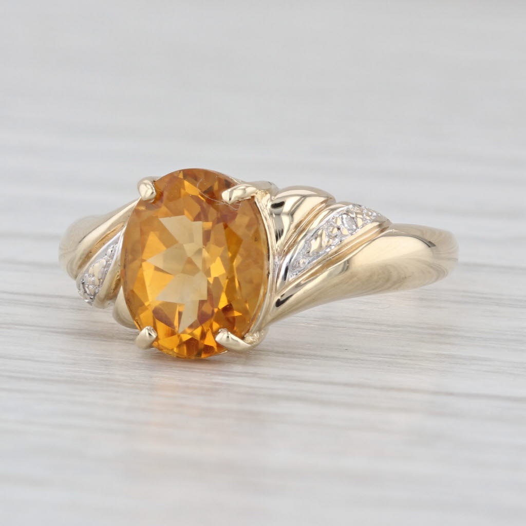 1.58ct Oval Citrine Diamond Ring 10k Yellow Gold Size 6