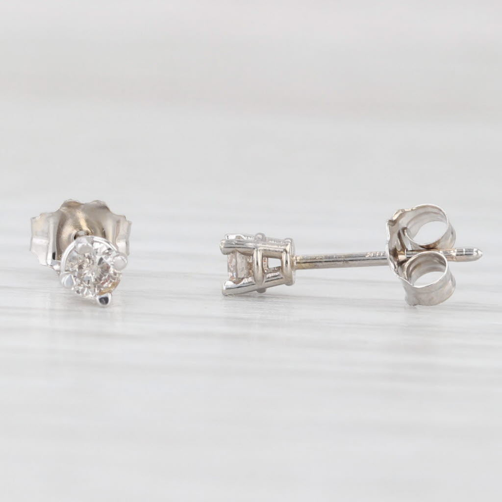 Light Gray 0.15ctw Round Diamond Solitaire Stud Earrings 14k White Gold