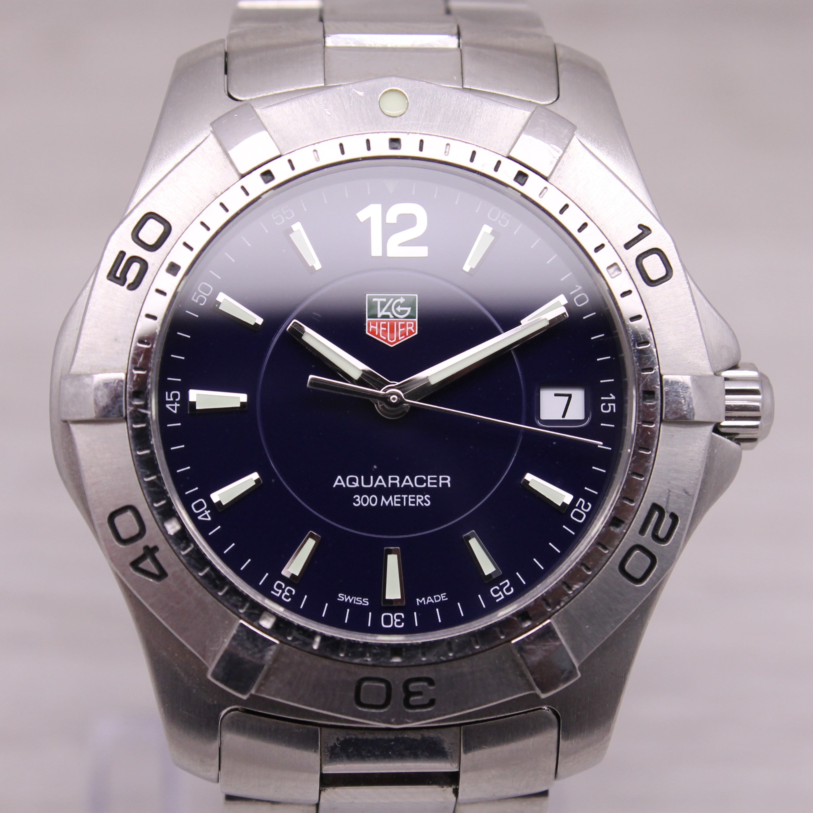 Gray Tag Heuer Aquaracer WAF1113 40mm Stainless Steel Mens Quartz Divers Watch