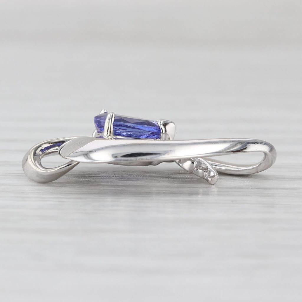 1.20ctw Pear Tanzanite Diamond Pendant 14k White Gold Floating Drop