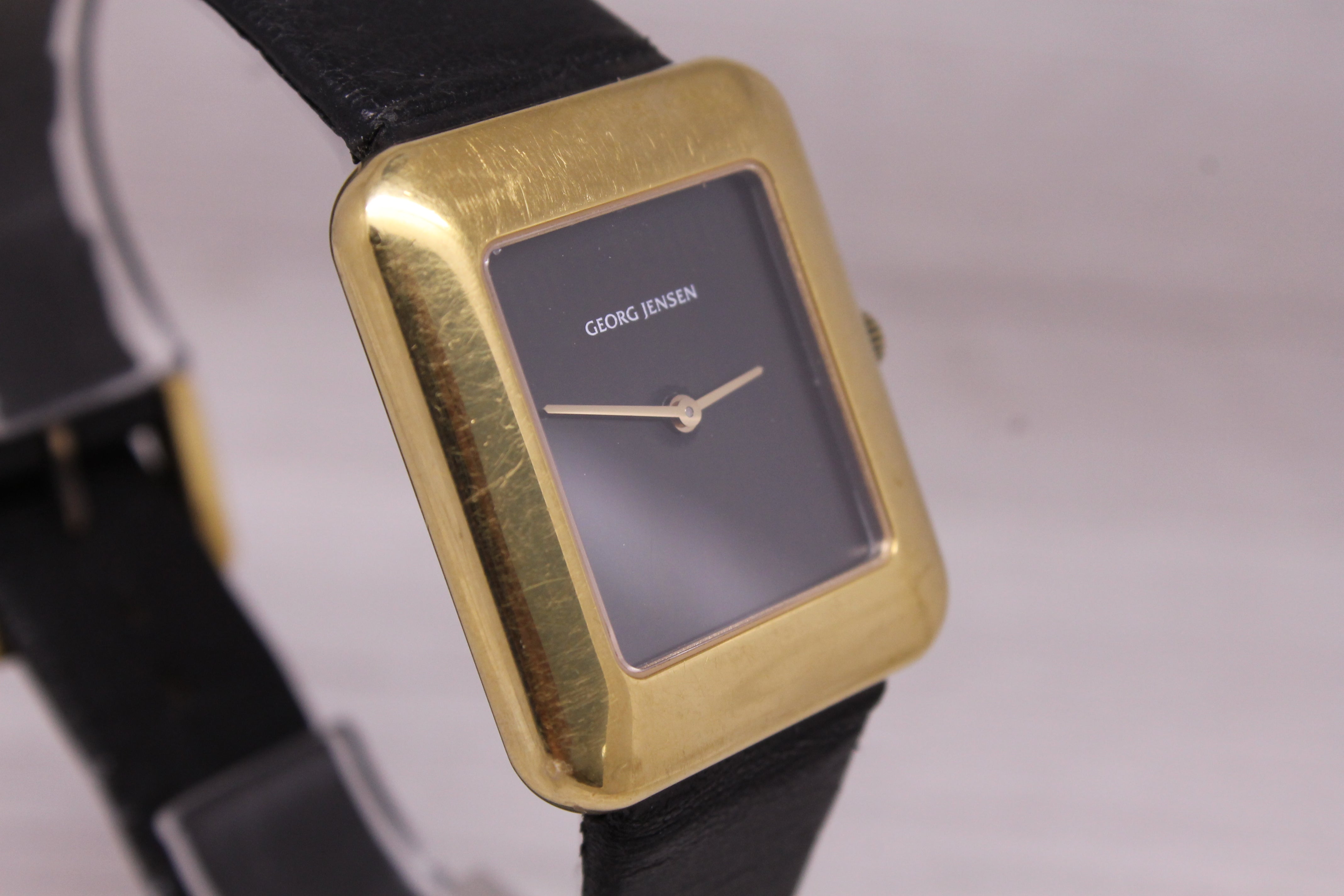 Vintage Georg Jensen 925 Sterling Silver Vermeil 29mm Mens Analog Digital Watch