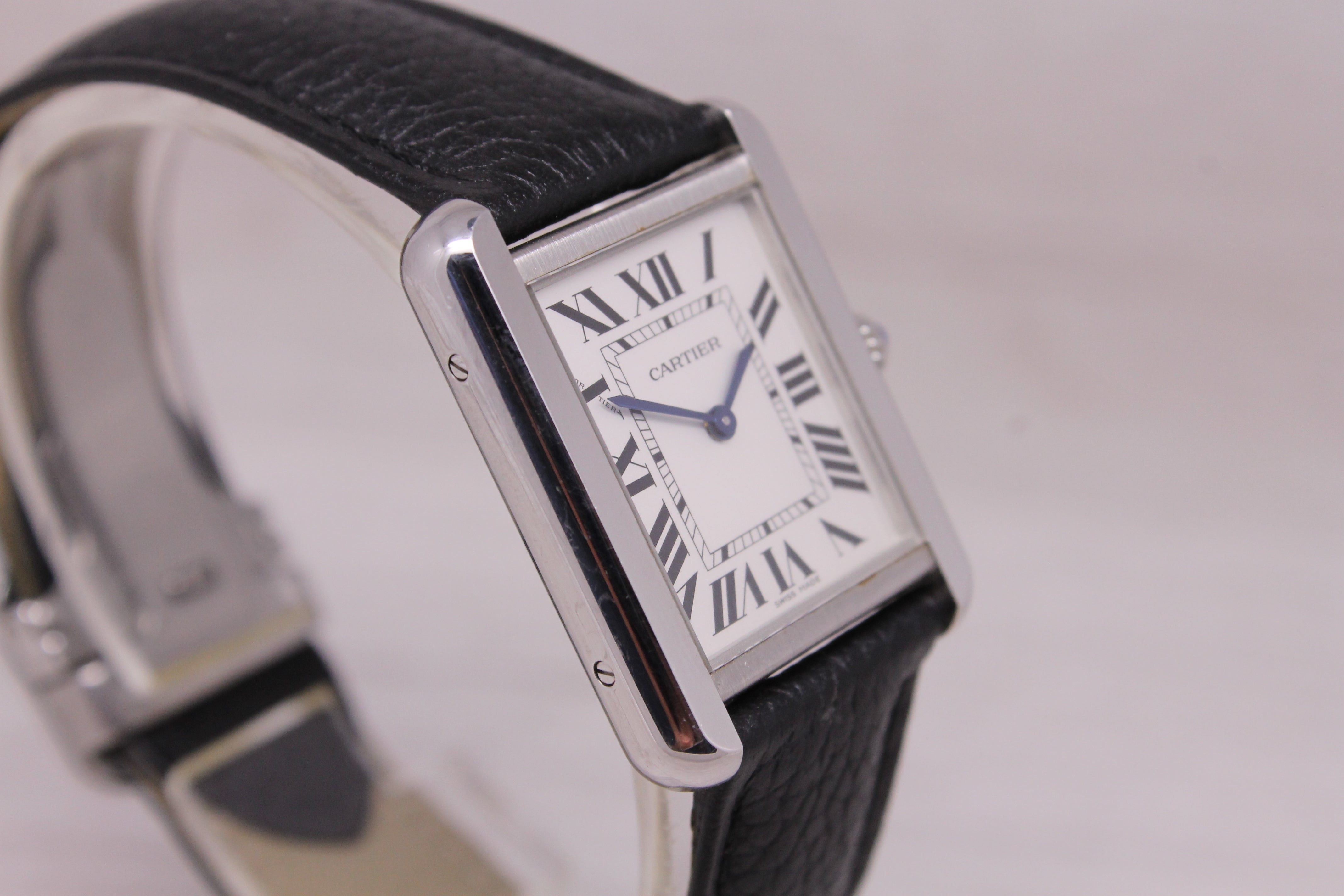 Cartier Solo Tank ref.3170 Stainless Steel 24mm Quartz Watch Strap Deployant Box