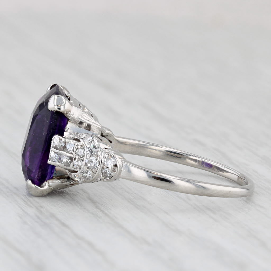 Light Gray 4.05ctw Cushion Amethyst Diamond Ring Platinum Size 7.5