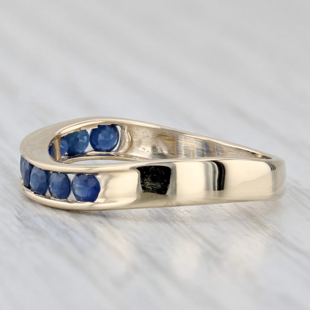 Light Gray 0.75ctw Blue Sapphire Ring 10k Yellow Gold Size 6.25 Stackable Band