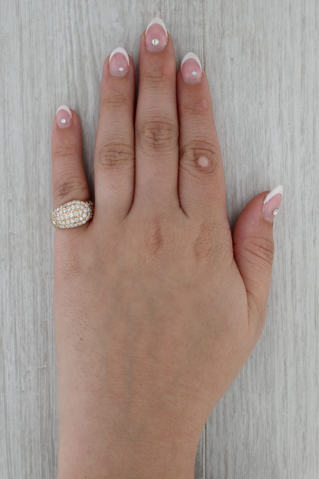 1.20ctw Pave Diamond Overlay Ring 14k Yellow Gold Size 5.25