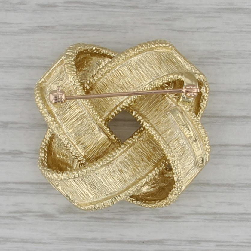 Vintage Tiffany & Co Knot Wreath Brooch 18k Yellow Gold Pin Designer Statement