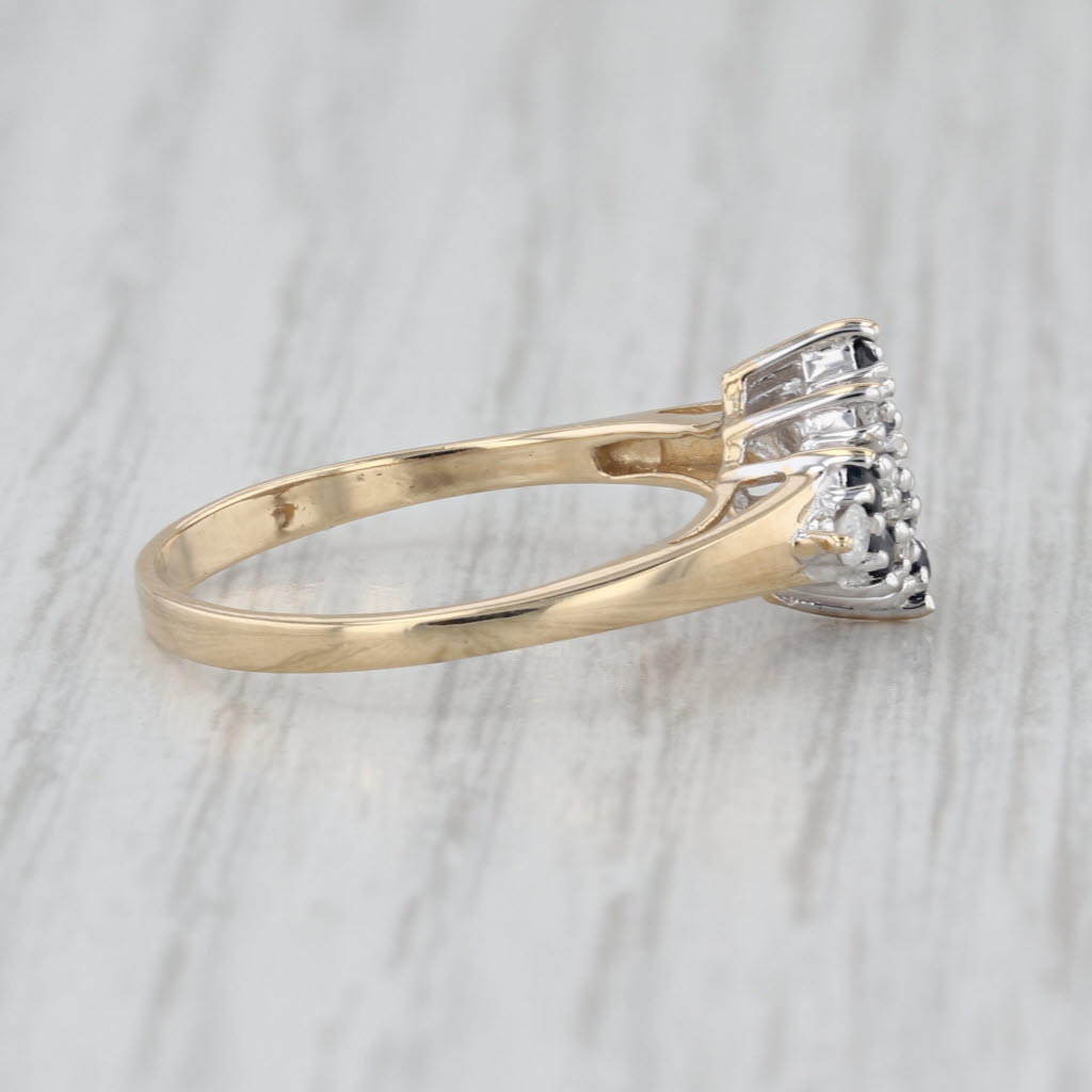 0.47ctw Blue Sapphire Diamond Cluster Ring 14k Yellow Gold Size 7