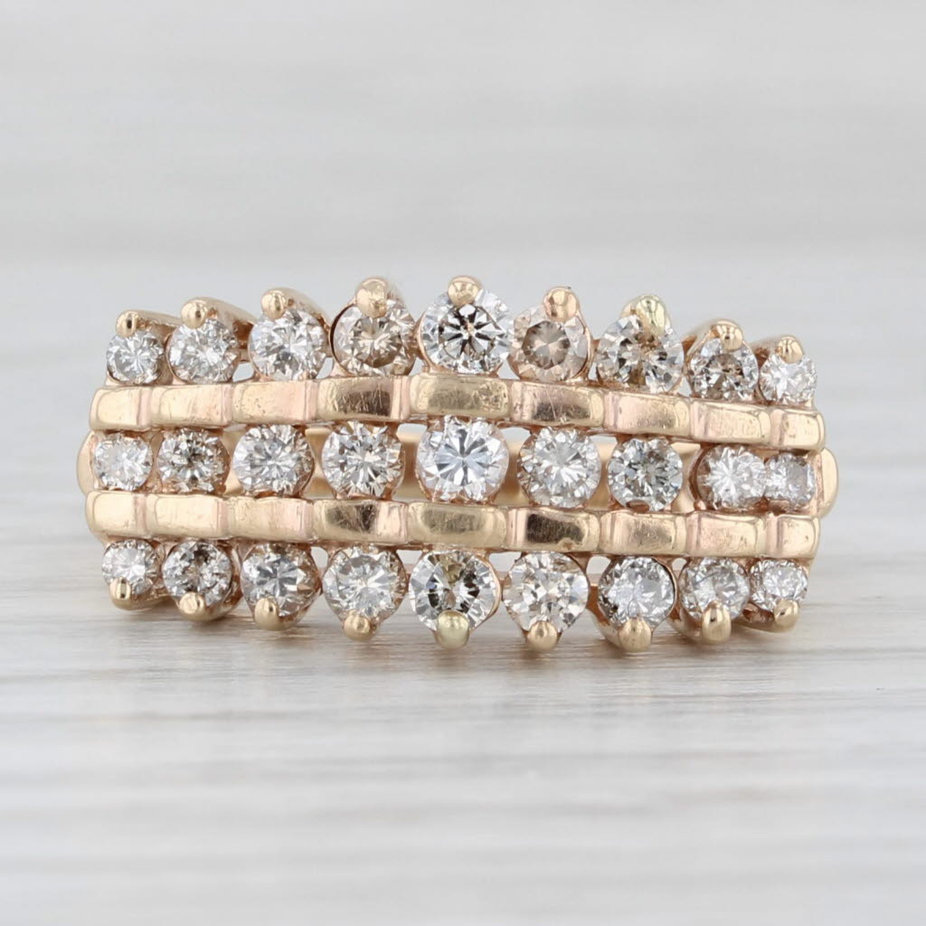 Light Gray 1ctw Tiered Diamond Pyramid Ring 10k Yellow Gold Size 7.25