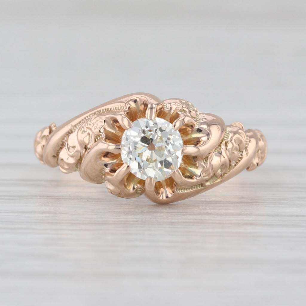 Antique 0.50ct Diamond Solitaire Engagement Ring 10k Yellow Gold Size 5.25