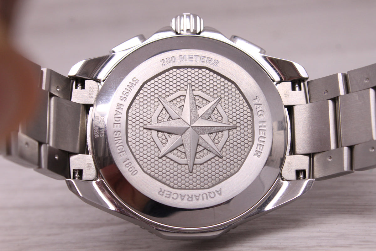 Tag Heuer Aquaracer Blue 41mm Quartz Chronograph Watch Box & Card CBP1113