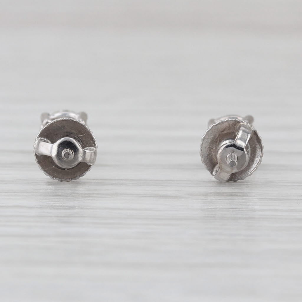 0.66ctw Round Diamond Solitaire Stud Earrings 14k White Gold Studs Screw Back