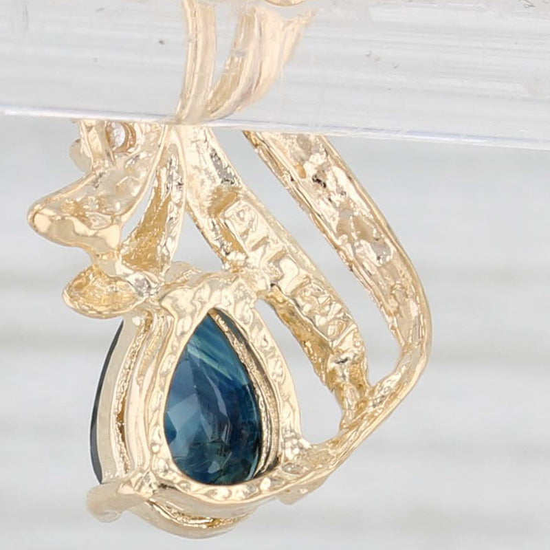 Light Gray 1.80ctw Blue Sapphire Diamond Teardrop Earrings 14k Yellow Gold Pierced Studs