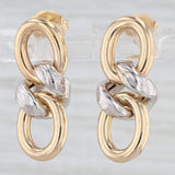 Knot Dangle Earrings 18k Yellow White Gold Pierced Drops