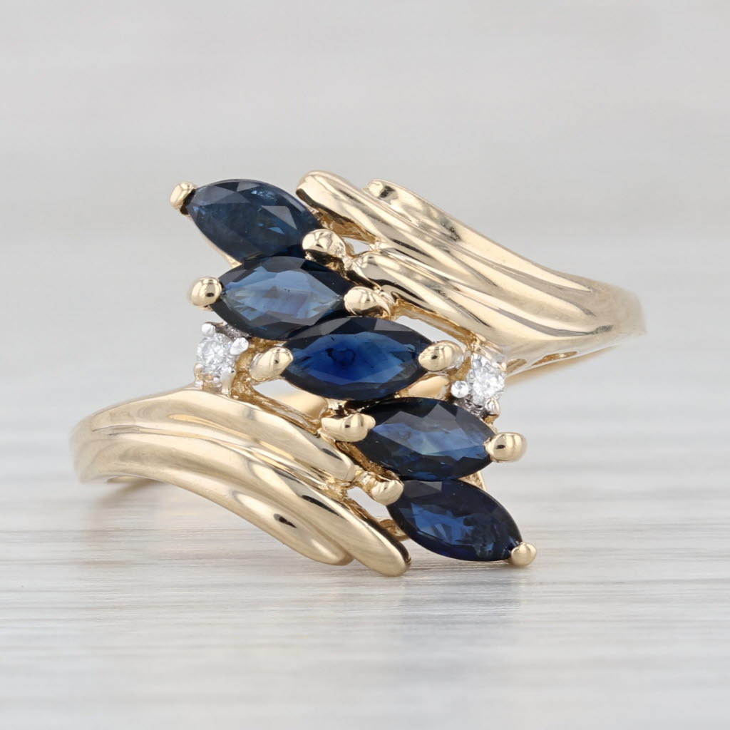 1.73ctw Blue Sapphire Bypass Ring 14k Yellow Gold Size 10.25