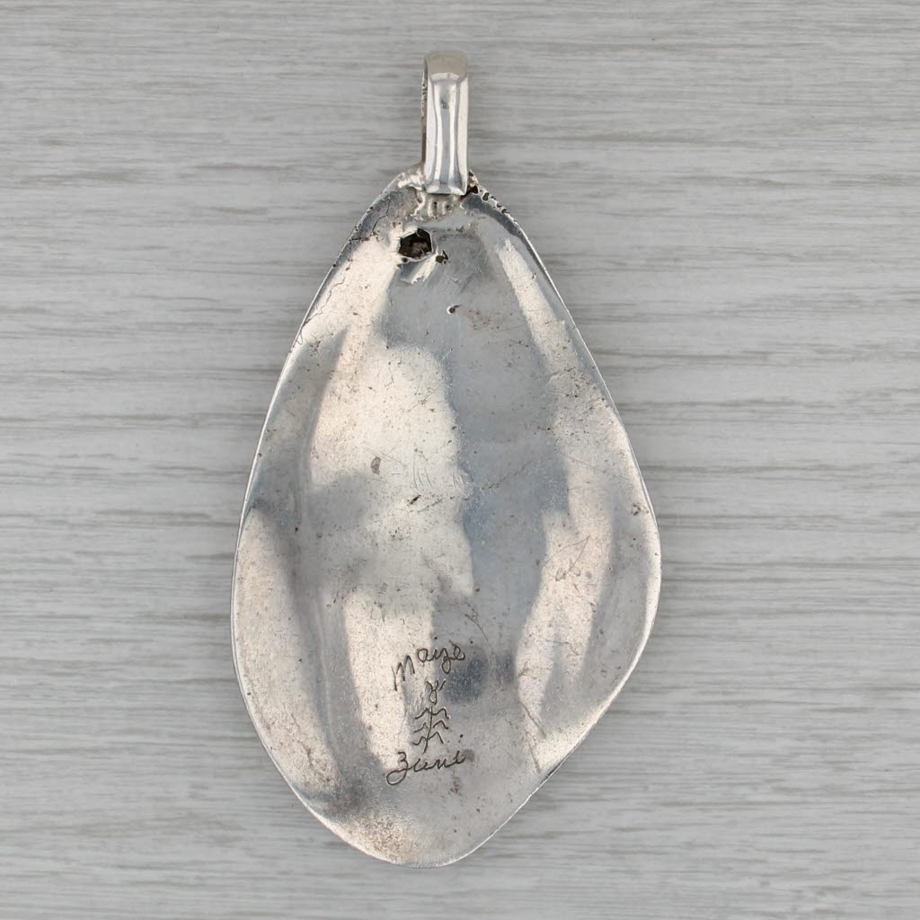 Maize Tribal Paw Pendant Sterling Silver Turquoise Zuni Native American