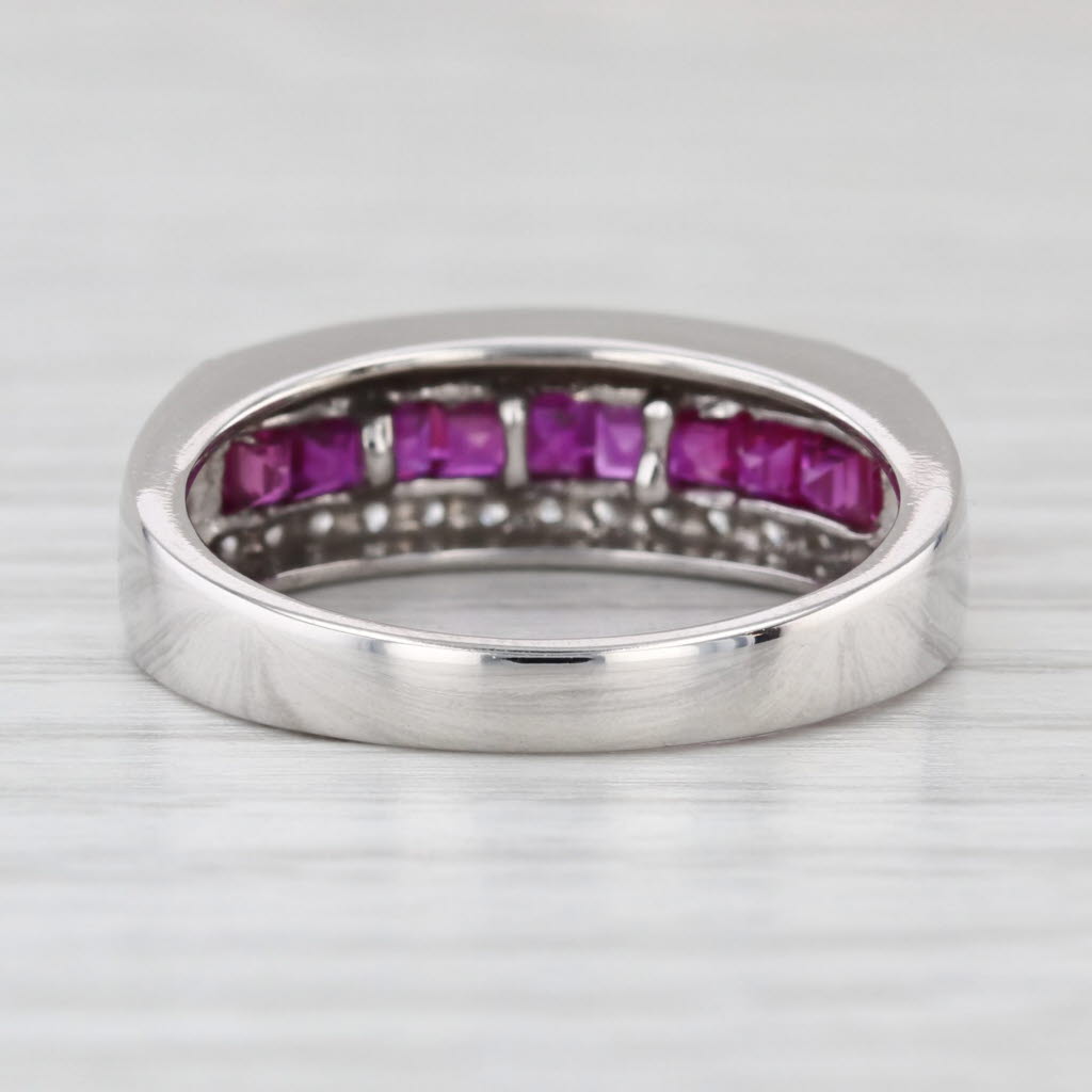 1.04ctw Ruby Diamond Ring 14k White Gold Size 7-7.25 Bridal Band