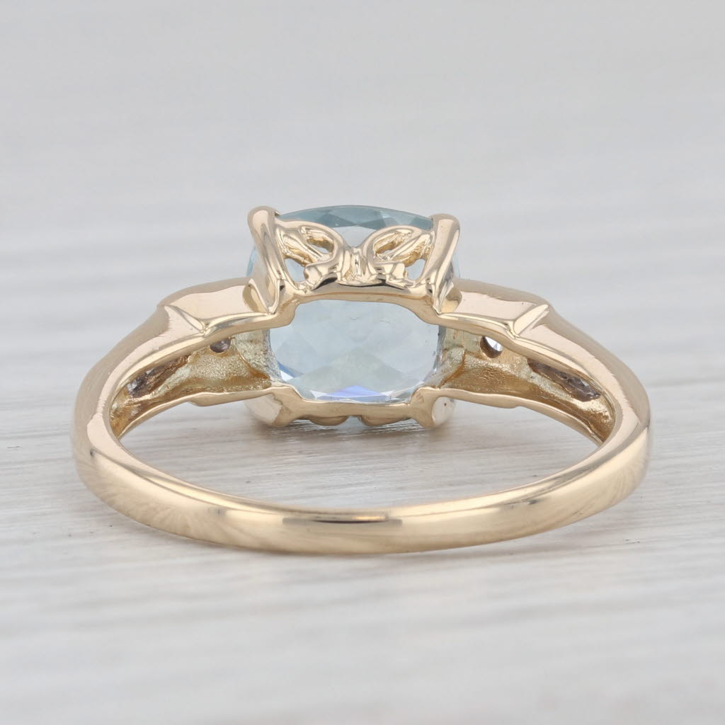 Light Gray 1.72ctw Aquamarine Diamond Ring 14k Yellow Gold Size 7.25