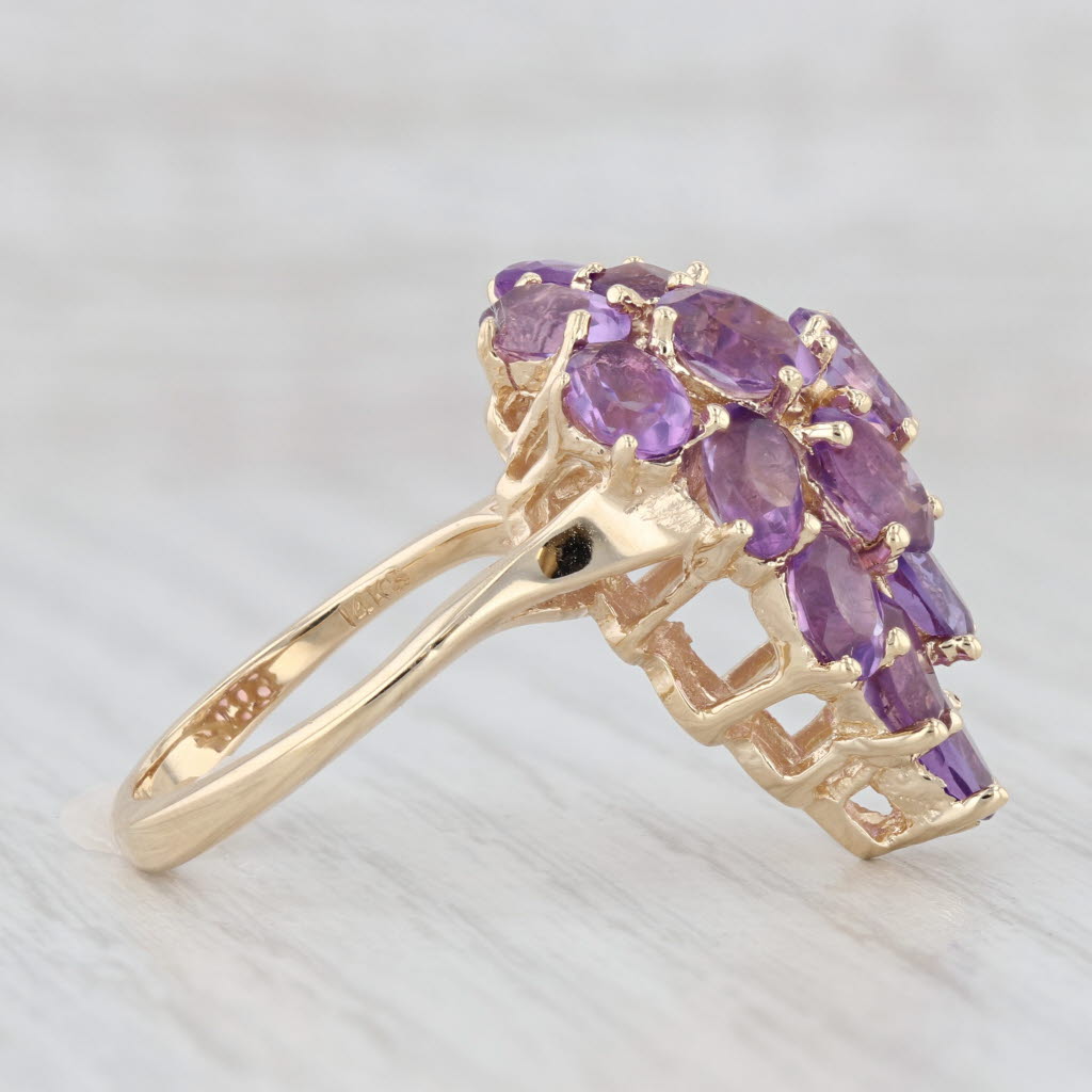 Light Gray 8ctw Amethyst Cluster Ring 14k Yellow Gold Size 7.25 Cocktail