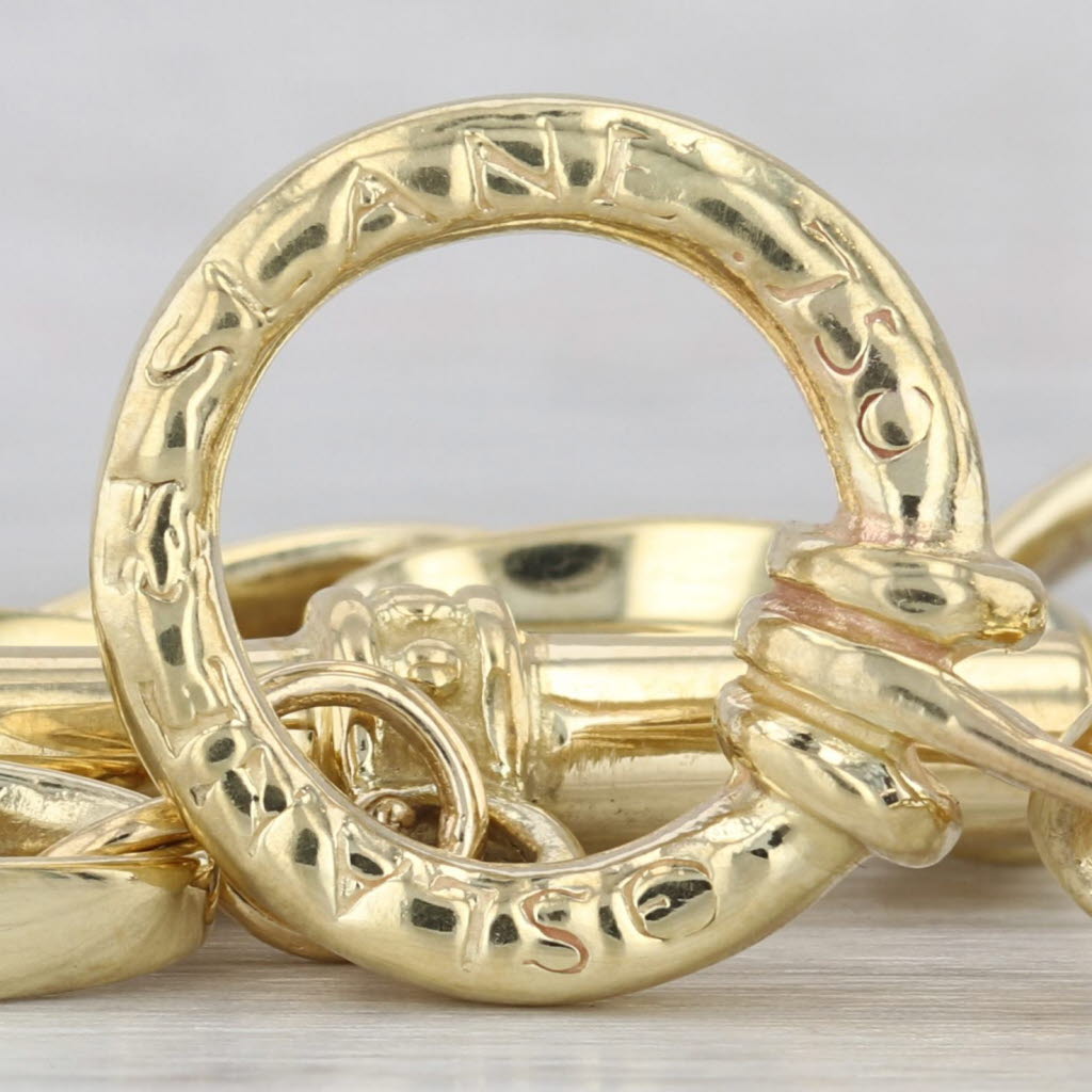 Slane & Slane Elongated Cable Chain Bracelet 18k Yellow Gold 8" Toggle Clasp