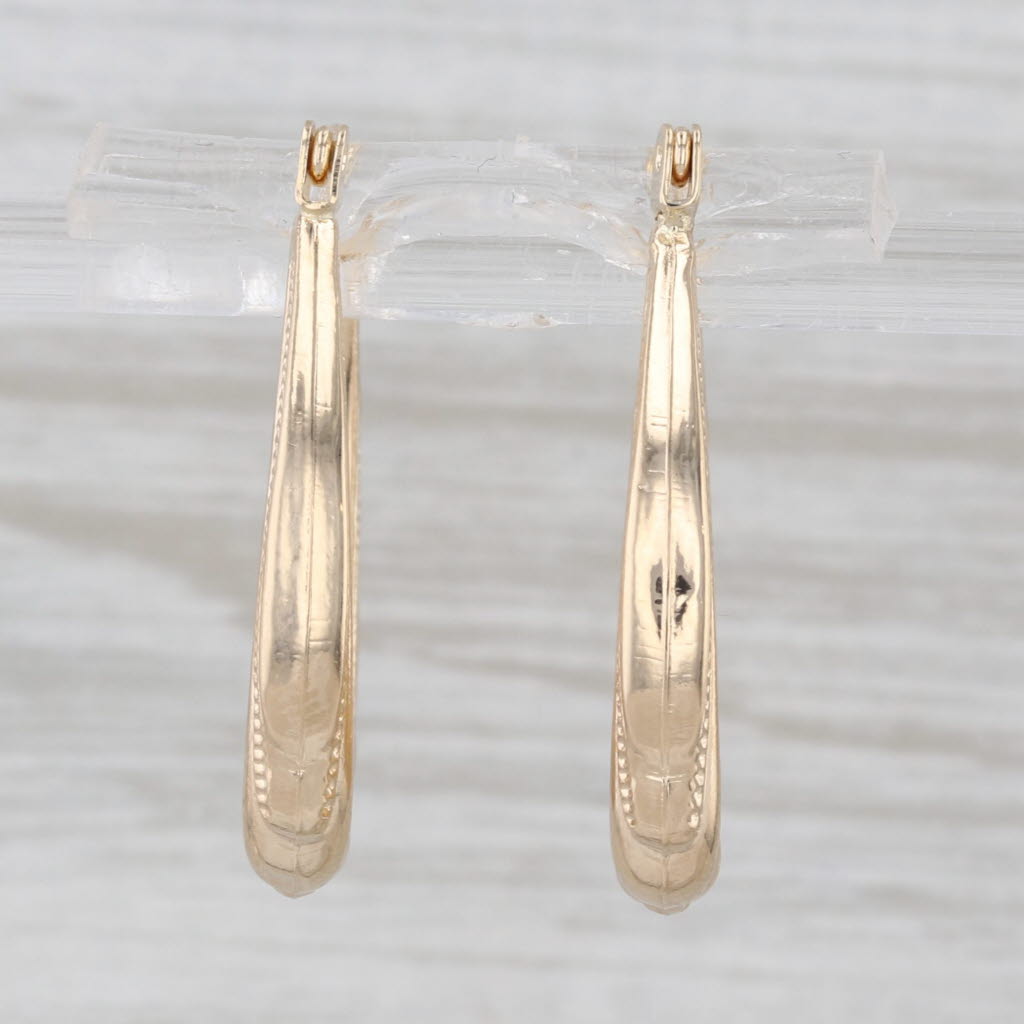 Oval Twist Hoop Earrings 14k Yellow Gold Snap Top Oval Hoops