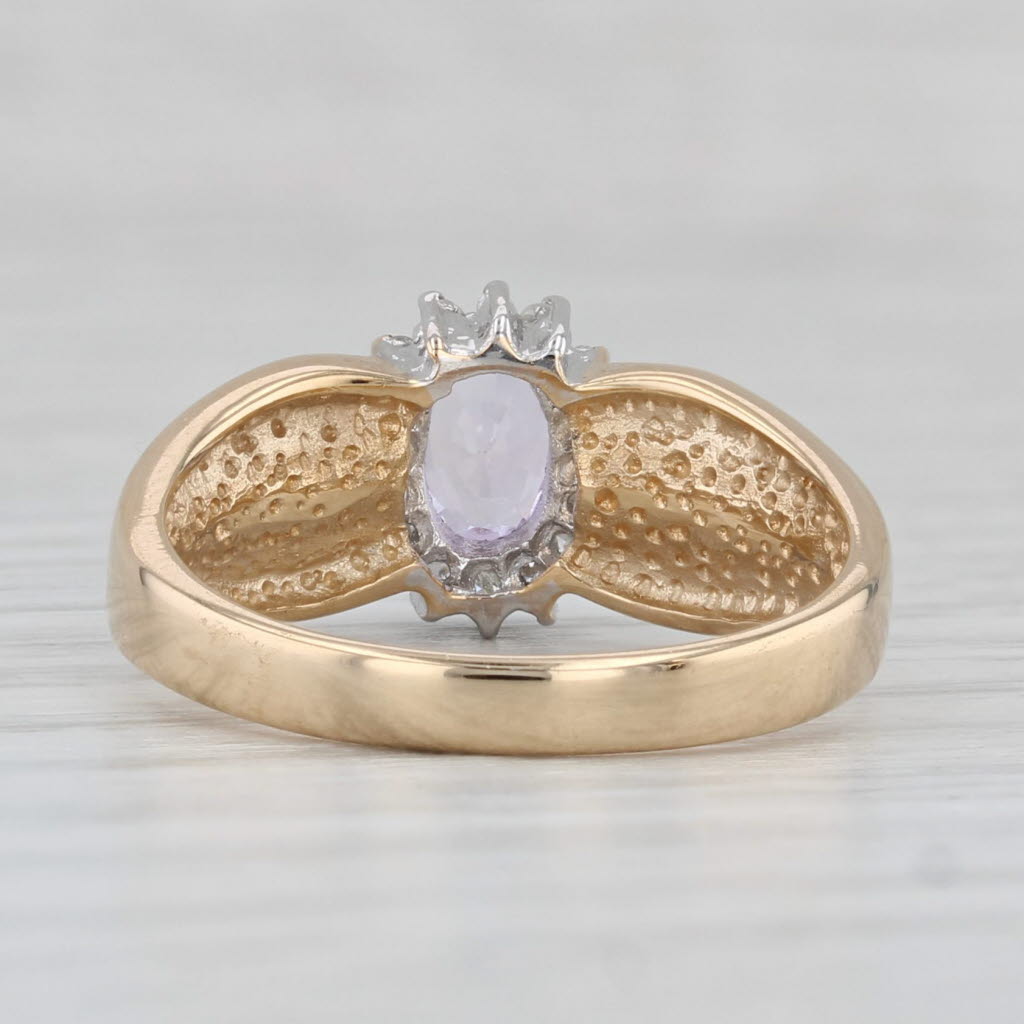 Light Gray 0.63ctw Pink Sapphire Diamond Halo Ring 14k Yellow Gold Size 6