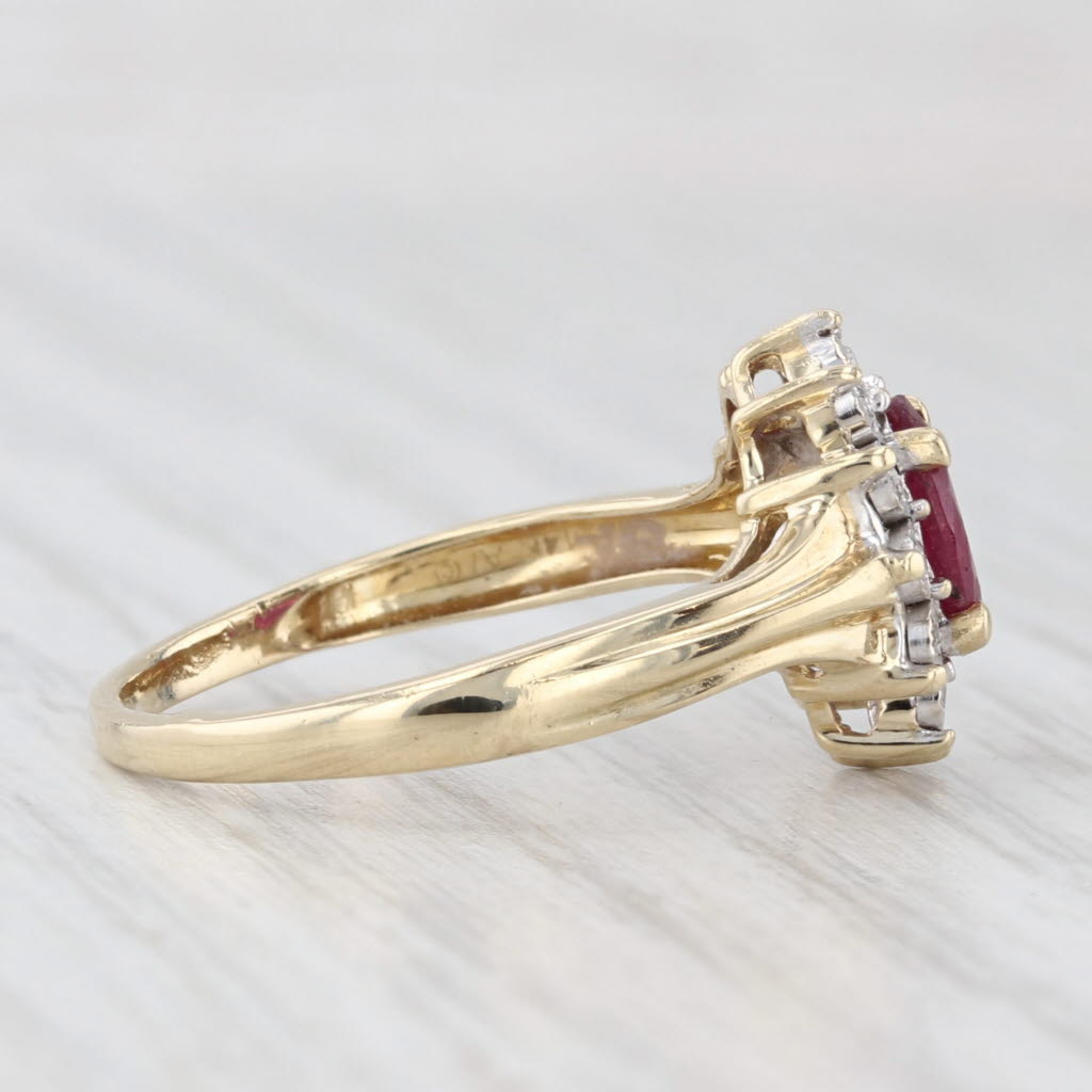 Light Gray 1.16ctw Ruby Diamond Halo Ring 14k Yellow Gold Size 7