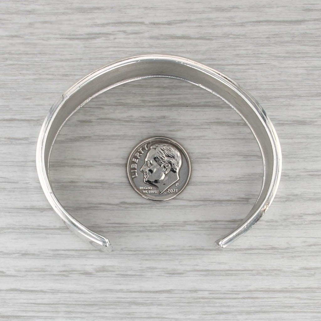 Contoured Cuff Bracelet Sterling Silver Statement Artisan Signed 6.5" 31mm