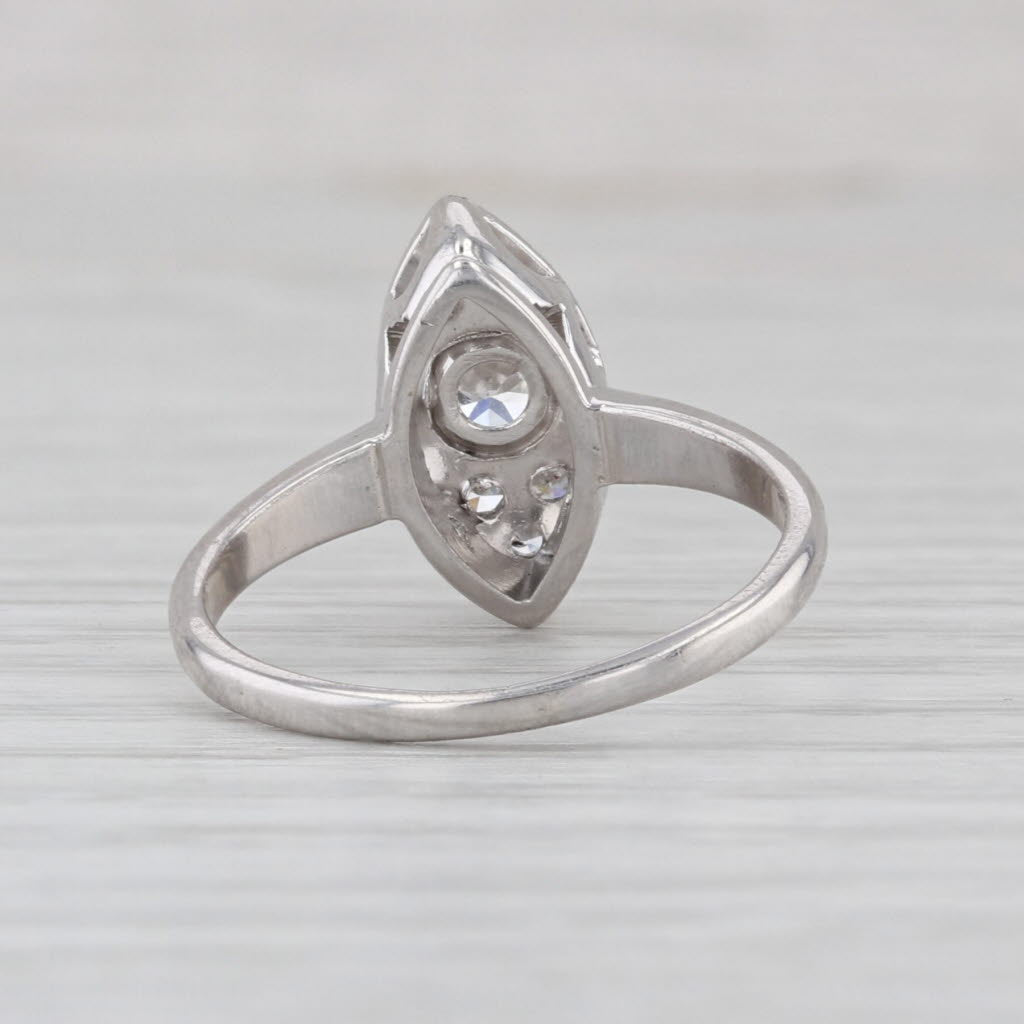 Vintage 0.33ctw Transitional Diamond Engagement Ring 14k White Gold Size 6.25