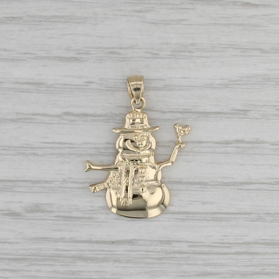 Snowman Pendant 14k Yellow Gold Holiday Jewelry