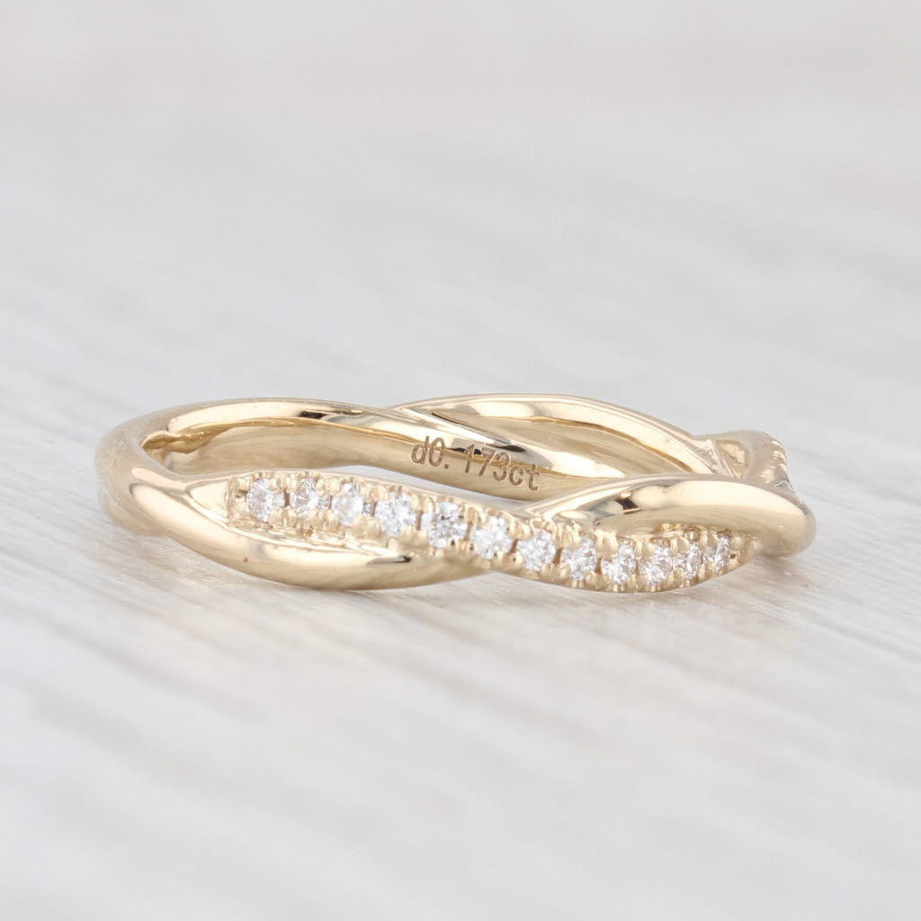 Light Gray New 0.17ctw Diamond Wedding Band 14k Yellow Gold Stackable Anniversary Ring 6.5