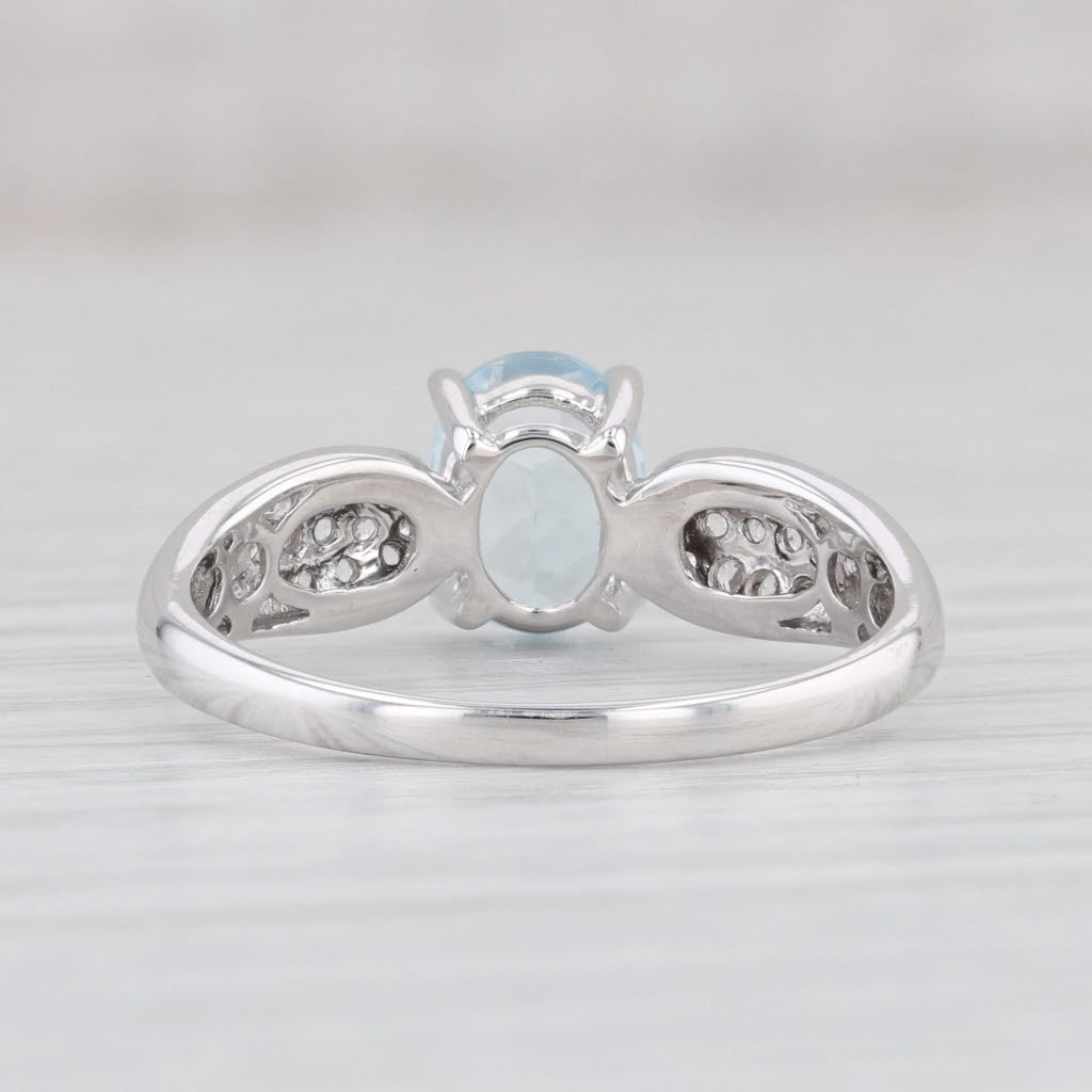 Light Gray 1.74ctw Oval Aquamarine Sapphire Ring 10k White Gold Size 8.25