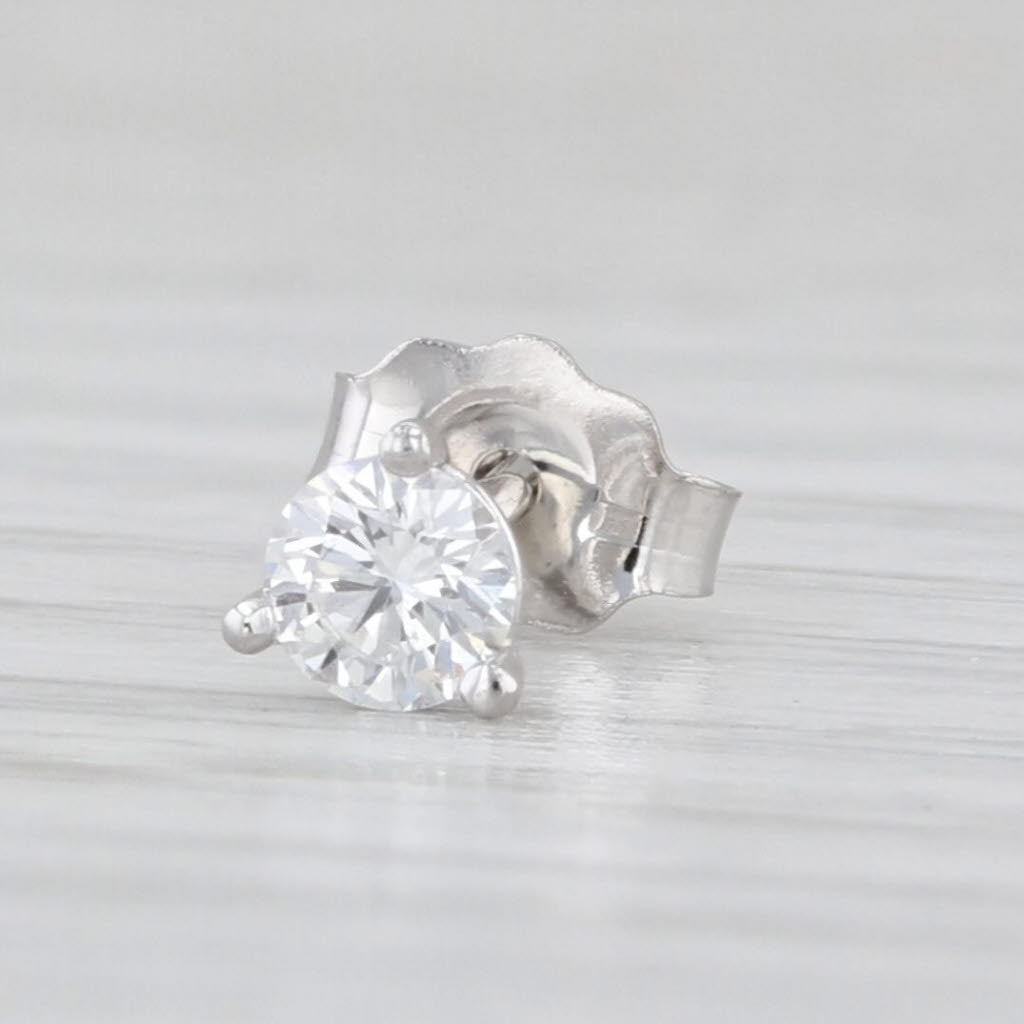Single 0.17ct Diamond Solitaire Stud Earring 14k White Gold Round VS2