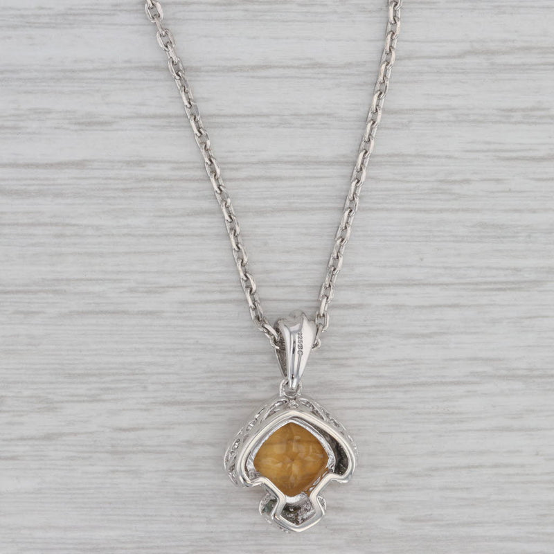 4.05ct Citrine Solitaire Pendant Necklace Sterling Silver 20" Cable Chain