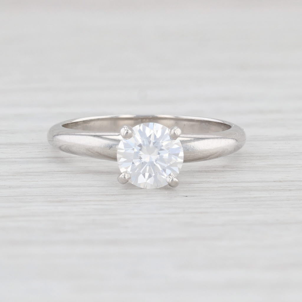 New 0.70ct Moissanite Engagement Ring Platinum Round Solitaire Size 5.5