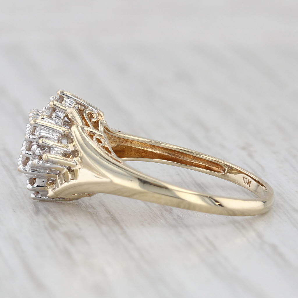 Light Gray 0.16ctw Diamond Cluster Ring 10k White Yellow Gold Size 7.25 Engagement