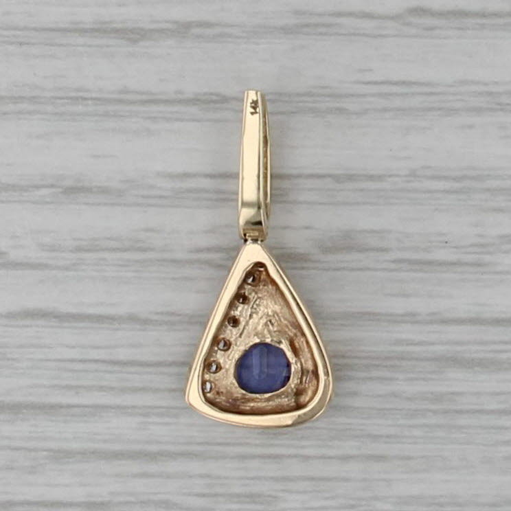 0.96ctw Tanzanite Diamond Teardrop Pendant 14k Yellow Gold Enhancer Clip Bail