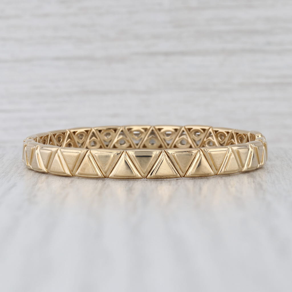 Marina B Triangolini Bangle Cuff Bracelet 18k Gold Beveled Pattern Flexible