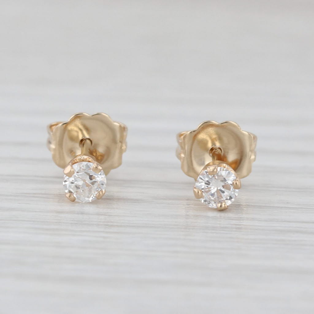 0.20ctw Diamond Stud Earrings 14k Yellow Gold Small Solitaire Studs