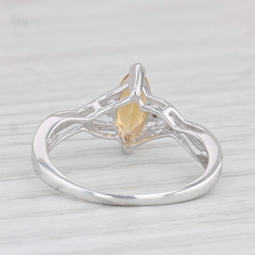 Light Gray 0.49ct Marquise Citrine Solitaire Ring 10k White Gold Size 5.5 Diamond Accents