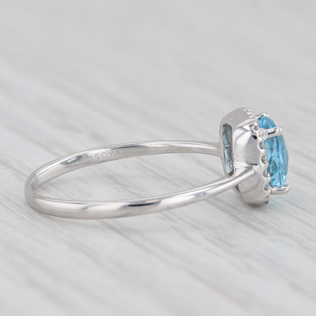 Light Gray 1.33ctw Blue Topaz Diamond Halo Ring 14k White Gold Size 7.25 Engagement