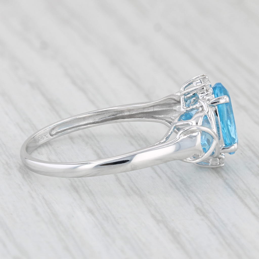 Light Gray 3.12ctw Oval Blue Topaz Ring 10k White Gold Size 10