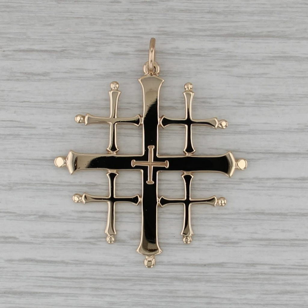 Large Jerusalem Cross Pendant 14k Yellow Gold Retied James Avery