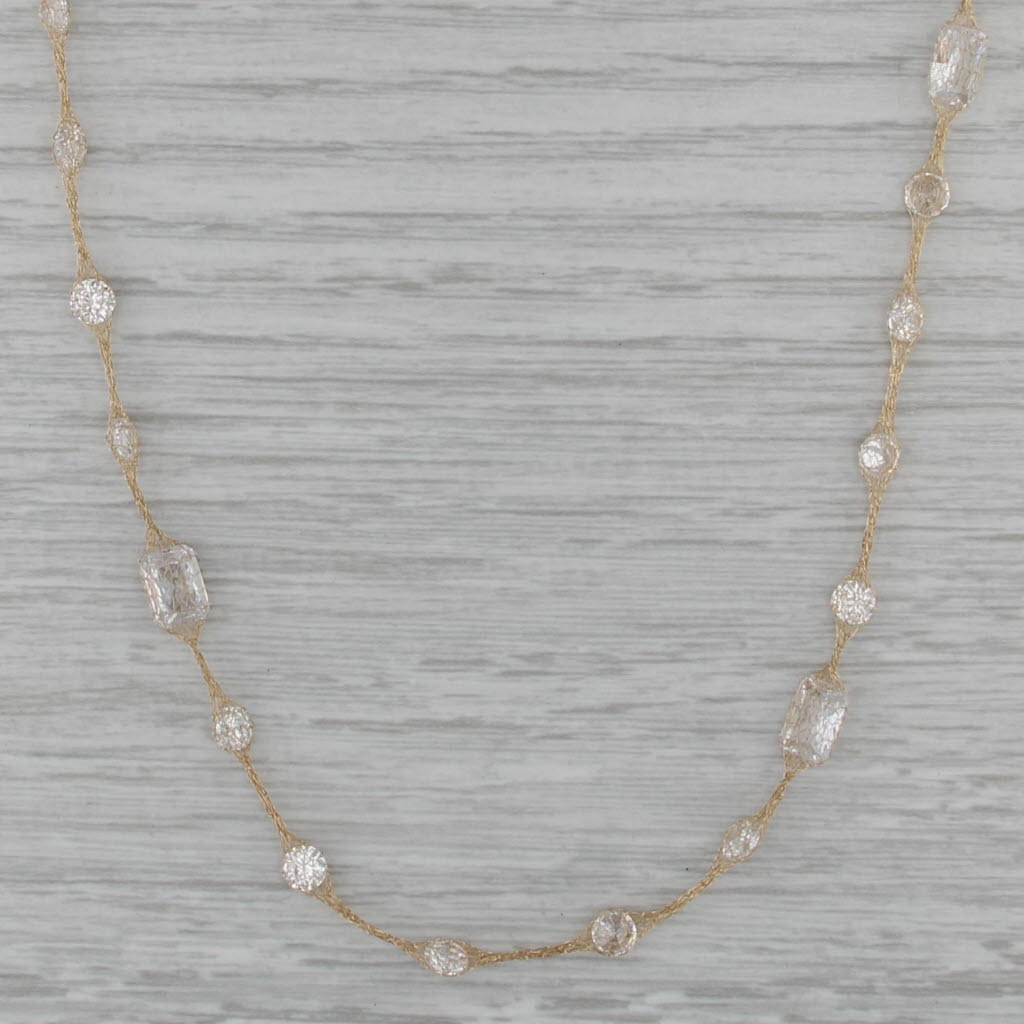 8.54ctw Cubic Zirconia Station Mesh Chain Necklace 14k Yellow Gold 17.75"