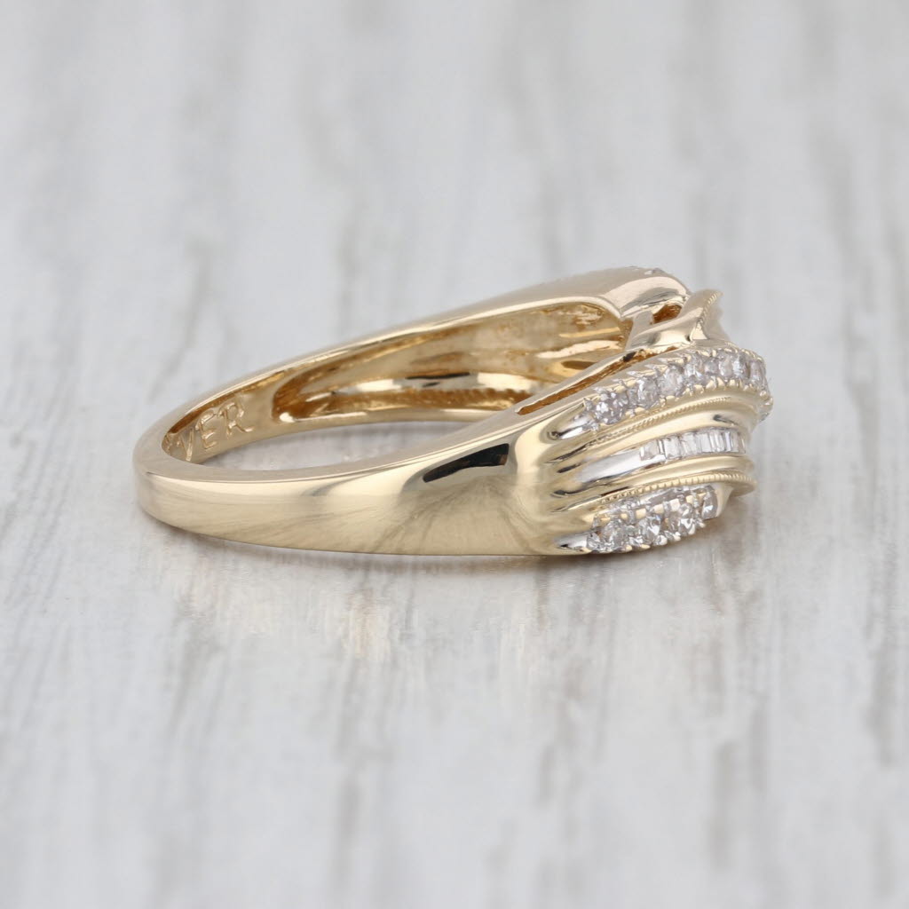 0.17ctw Diamond Bypass Scalloped Ring 14k Yellow Gold Size 6 Wedding Anniversary