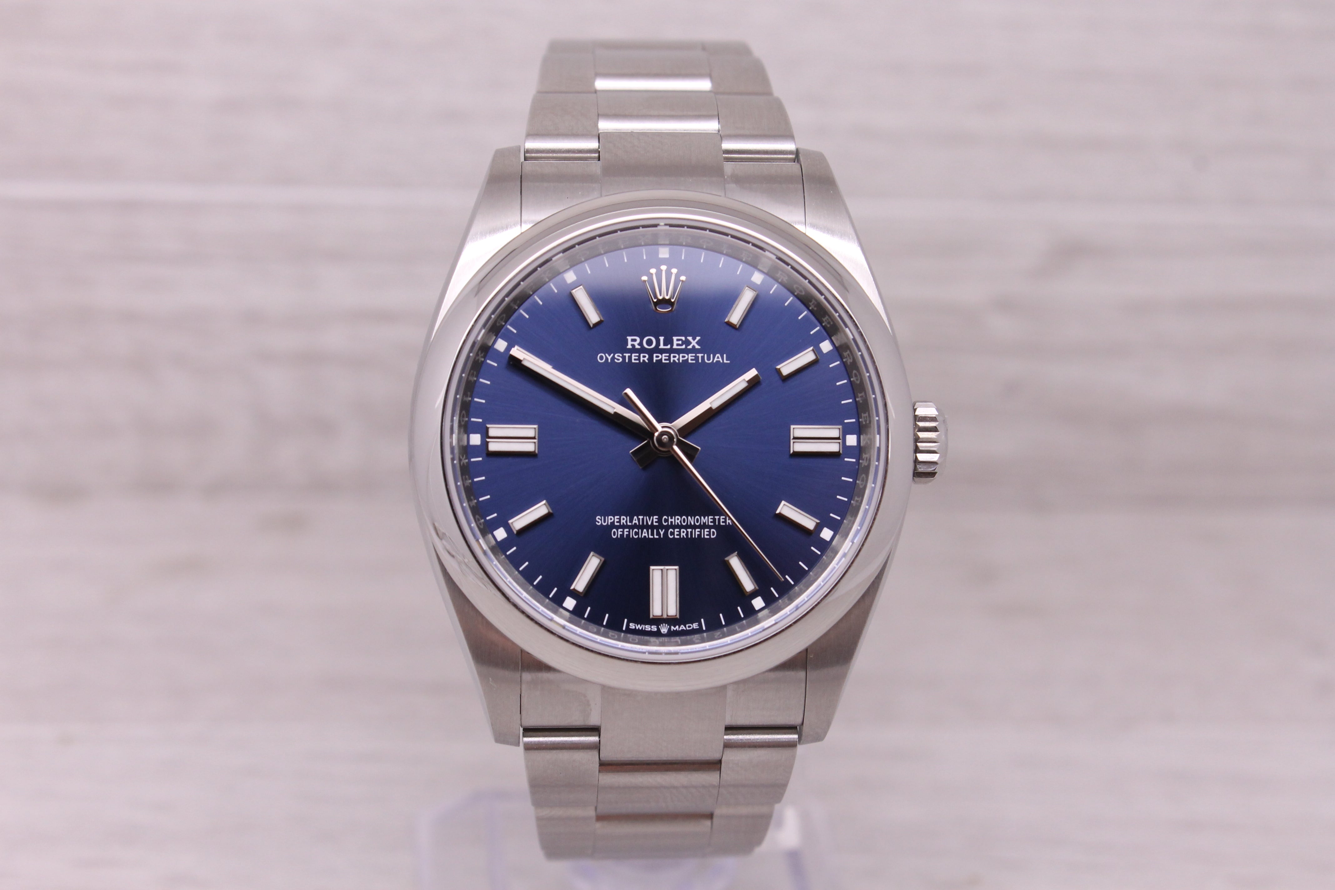 Gray 2024 Rolex 126000 36mm Blue OP Mens Steel Automatic Watch Oyster MINT Card & Box