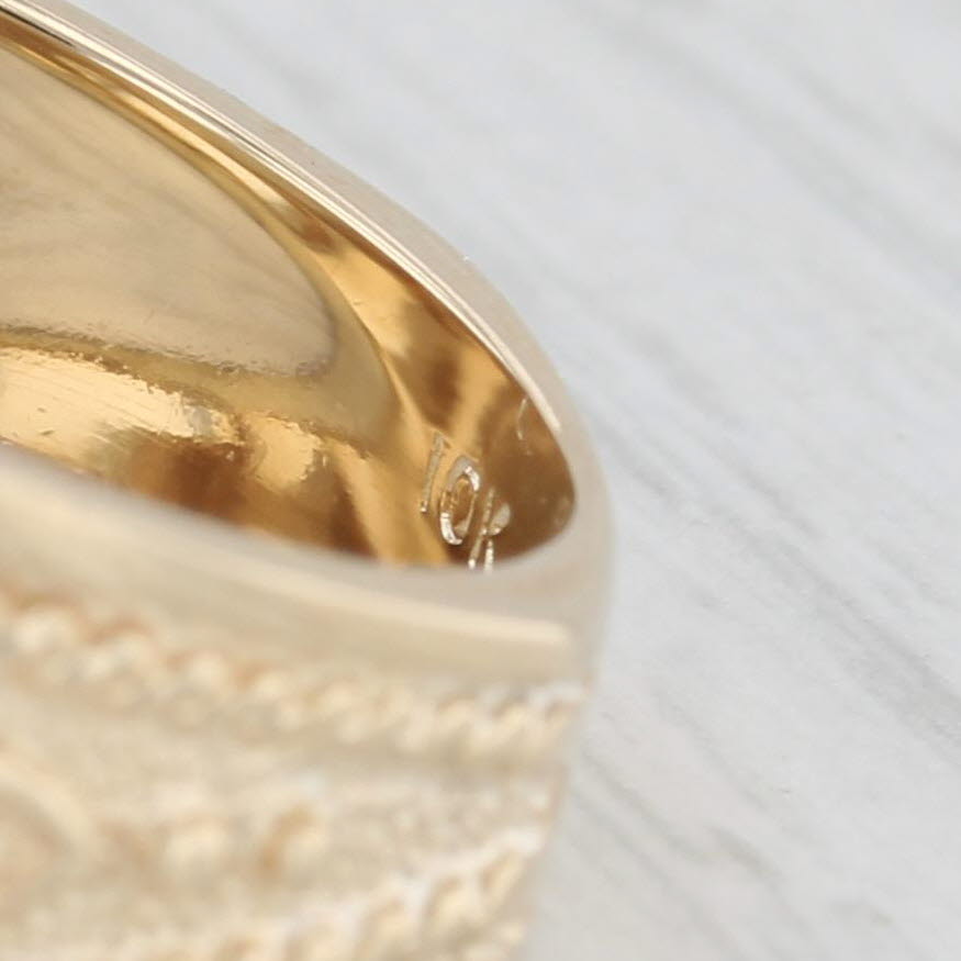 Light Gray Ornate Domed Ring 10k Yellow Gold Size 7.25 Statement Band