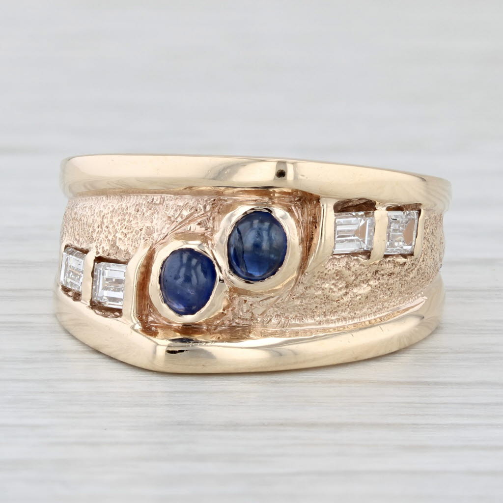 Light Gray Blue Sapphire Diamond Ring 14k Yellow Gold Size 8